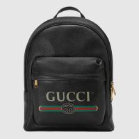 Gucci双肩背包 547834 黑色Gucci印花皮革背包
