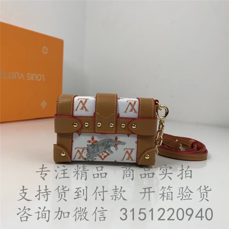 LV链条钱包 M63893 白色猫犬图案Essential Trunk 手袋 (中国限定款)