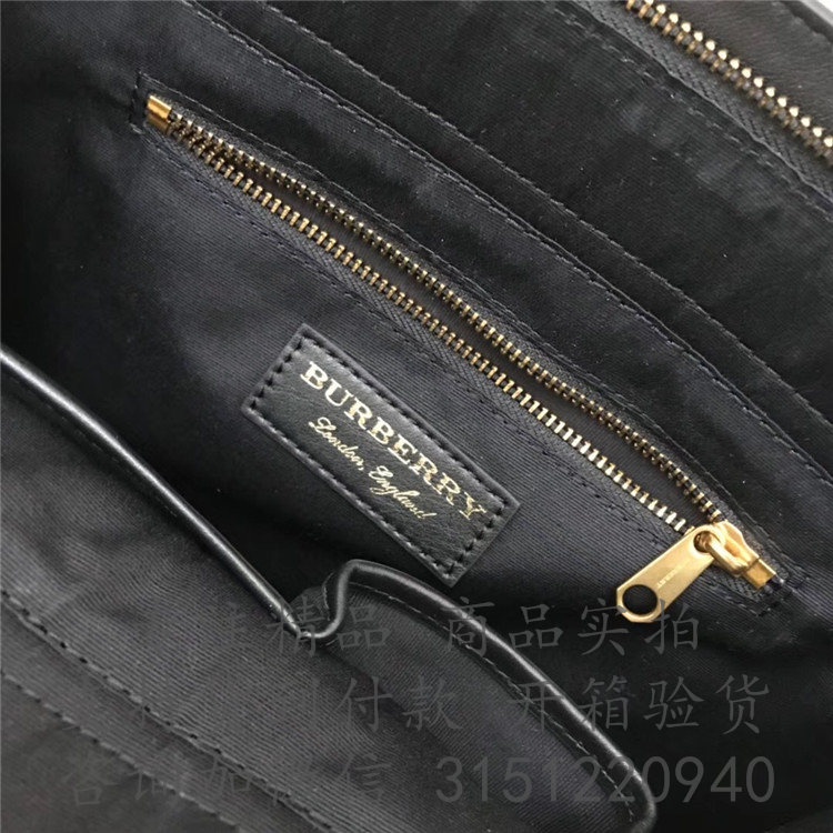 Burberry托特包 80064371 黑色The Link - 小号 1983 格纹链环托特包