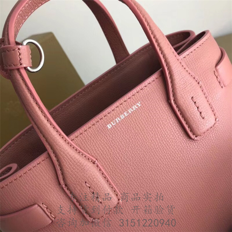 Burberry手提包 40759381 暗雅玫瑰色The Banner - 小号皮革拼 Vintage 格纹班纳手袋