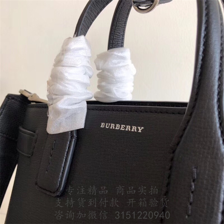 Burberry手提包 40767481 黑色The Banner - 小号皮革拼 Vintage 格纹班纳手袋