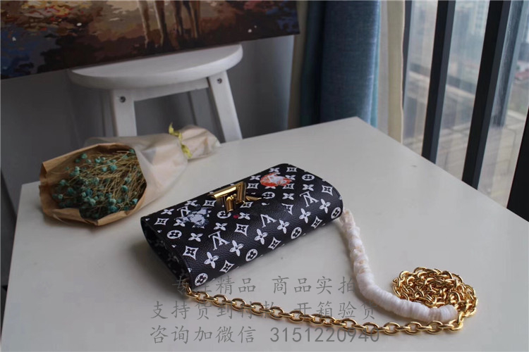 LV链条包 M63888 黑花TWIST CHAIN 钱夹