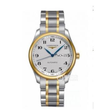 Longines制表传统系列—名匠系列浪琴男士自动机械腕表 L2.755.5.78.7 金壳白盘日期星期显示蓝色3指针间金钢带手表