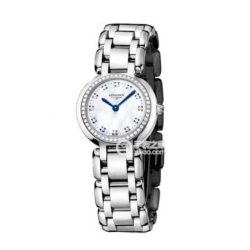 Longines优雅系列—浪琴表月心系列女士石英腕表 L8.109.0.87.6 白壳镶钻白盘简约二针手表
