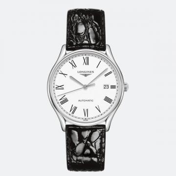 Longines优雅—浪琴表律雅系列男士机械表 L4.960.4.11.2 白壳白盘日期三针皮带手表