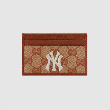 Gucci小卡夹 547793 米红色NY Yankees™贴饰经典GG帆布卡包