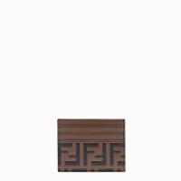 Fendi卡包 7M0164A42PF0H3C 芬迪棕色凸纹 FF印花图案六卡槽卡片套
