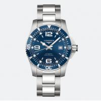 Longines运动—浪琴表康卡斯潜水系列机械表 L3.742.4.96.6 白壳蓝盘日期三针钢带手表