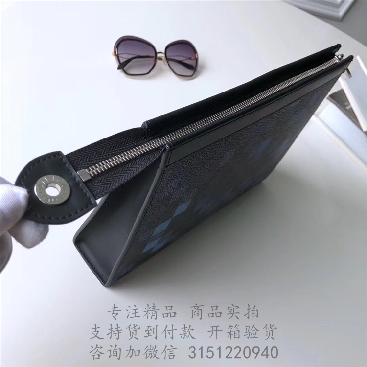 LV手包 N60174 蓝色马赛克图案黑格POCHETTE VOYAGE 中号手袋