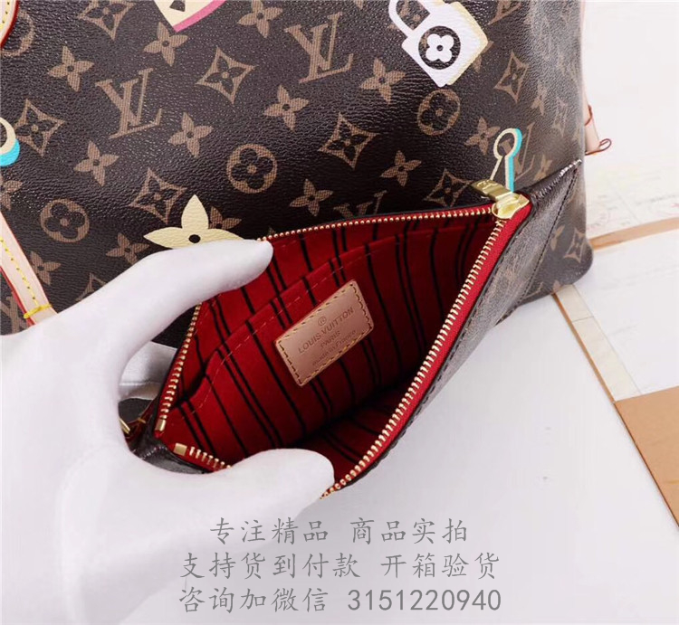 LV字母购物袋 M44364 Love Lock胶囊系列老花NEVERFULL 中号手袋