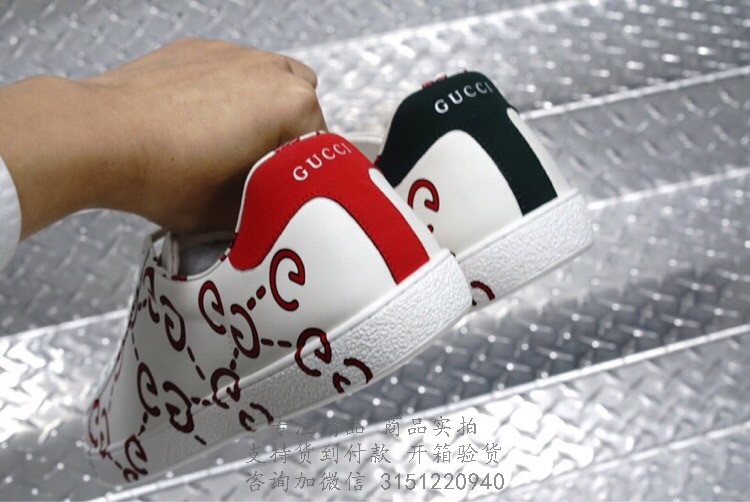 Gucci小白鞋 497094 白色Ace系列 GG印花运动鞋