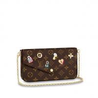 LV链条包 M63999 Love Lock胶囊系列老花POCHETTE FELICIE 手袋