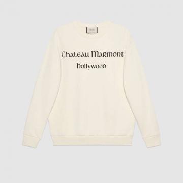 古驰白色饰Chateau Marmont图案超大造型卫衣 469250 XJAOH 9395