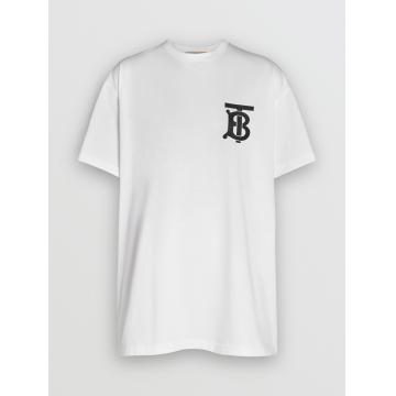 Burberry白色专属标识图案棉质宽松 T恤衫 80174731