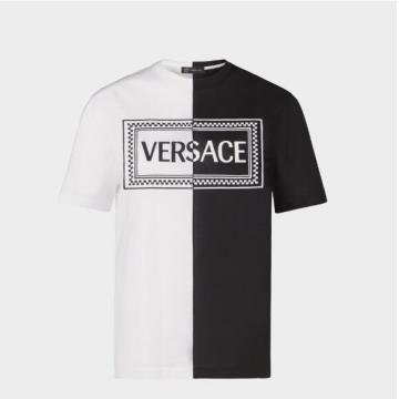 范思哲Versace90年代复古风格LOGO黑白双色T恤 A81778-A201952_A99C