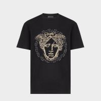 范思哲黑色修身版希腊回纹美杜莎图案 T恤 A81875-A224589_A008