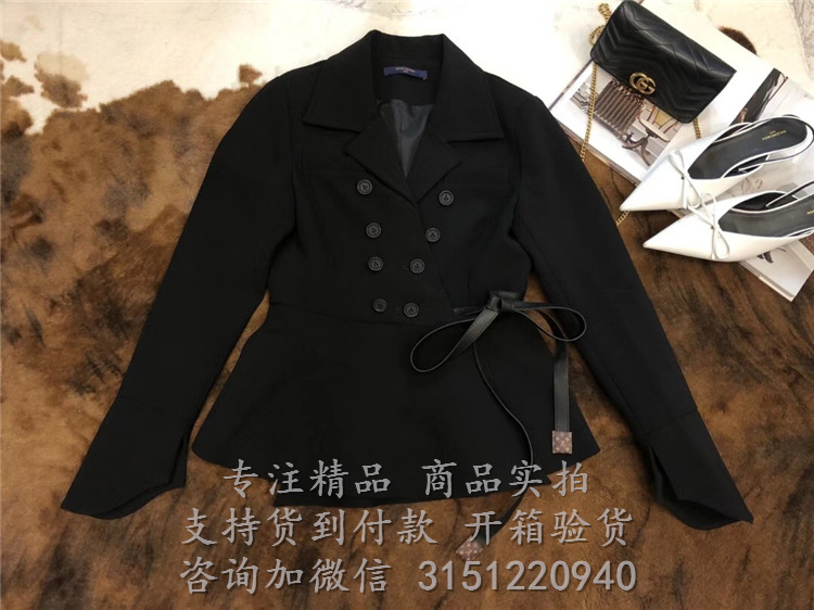 LV黑色双排扣系带夹克 1A4N35