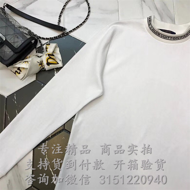 LV白色PRINTED LOGO COLLAR 长袖T恤 1A4PSN