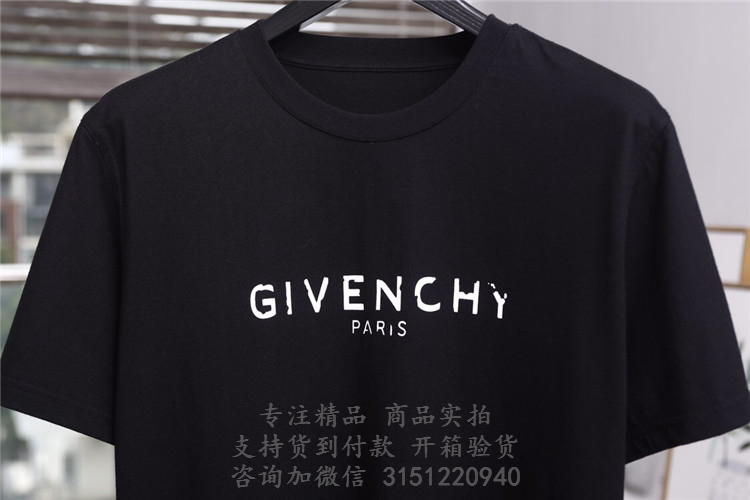 纪梵希黑色模糊GIVENCHY PARIS T恤 BM70BZ3002-001