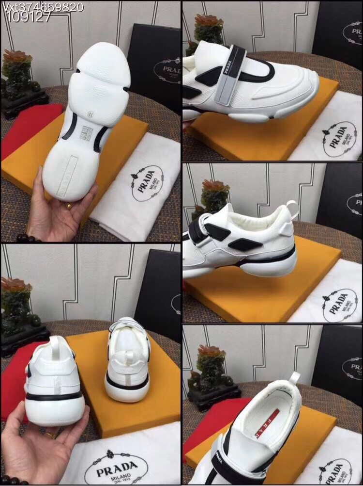 普拉达白色Prada Cloudbust 运动鞋网鞋 2OG064_1OUF_F0BET