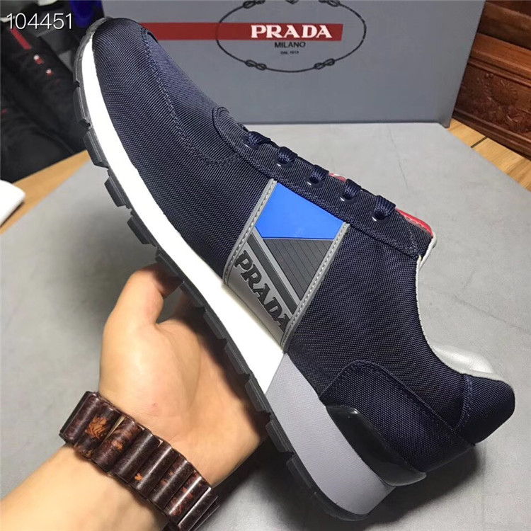 普拉达Prada蓝色织物面料运动鞋球鞋 4E3198_OQ6_F073A