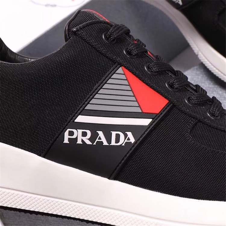 普拉达Prada黑色织物面料运动鞋球鞋 4E3198_OQ6_F0002