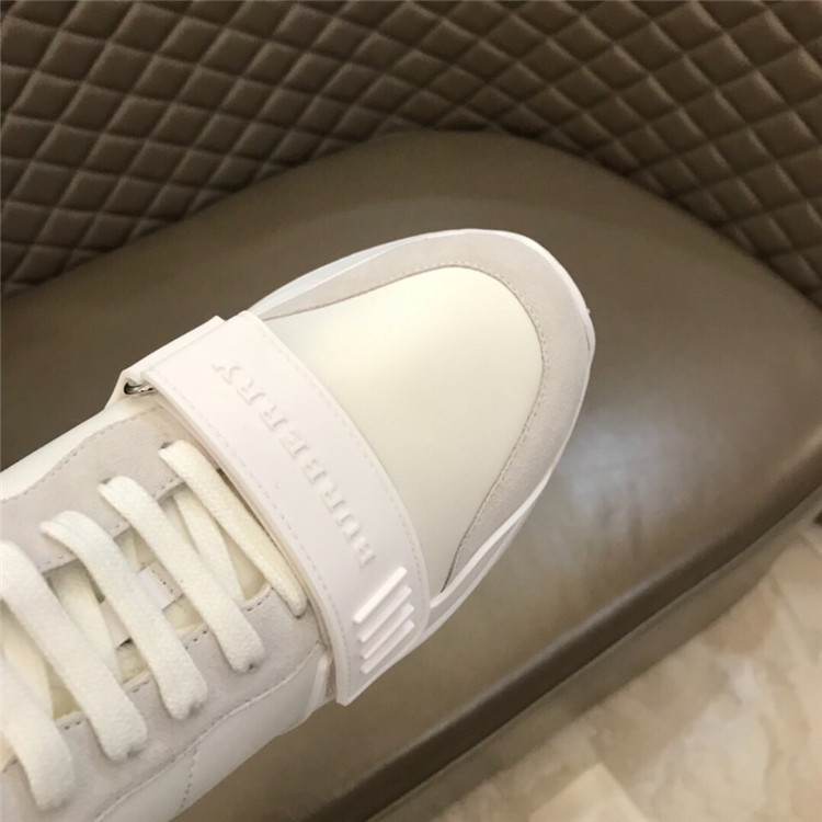 巴宝莉Burberry白色麂皮橡胶拼皮革运动鞋球鞋 40786851