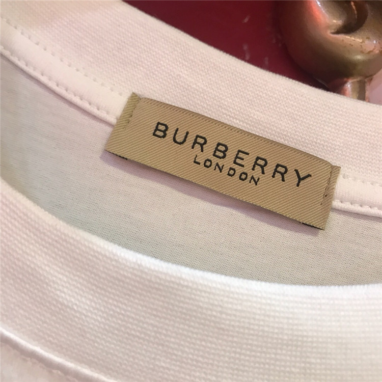 巴宝莉Burberry白色徽标印花棉质宽松 T恤衫 45587661 