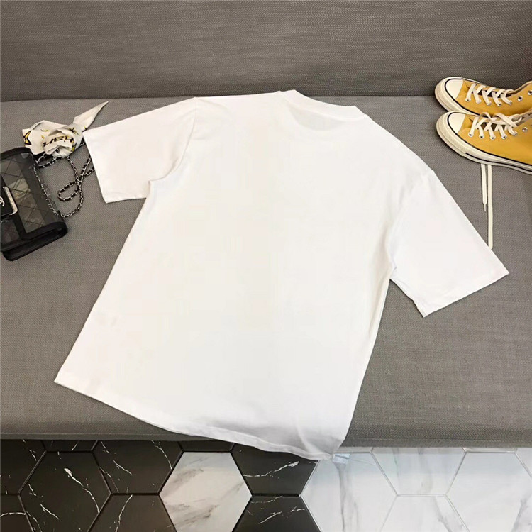 巴黎世家白色BB印花轻便针织宽松版型T恤衫 570803TEV489044