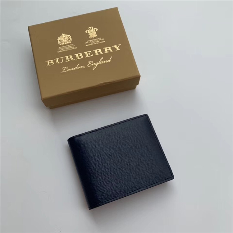 Burberry短款钱夹 80077951 海军蓝London 真皮双折钱夹（含证件夹）
