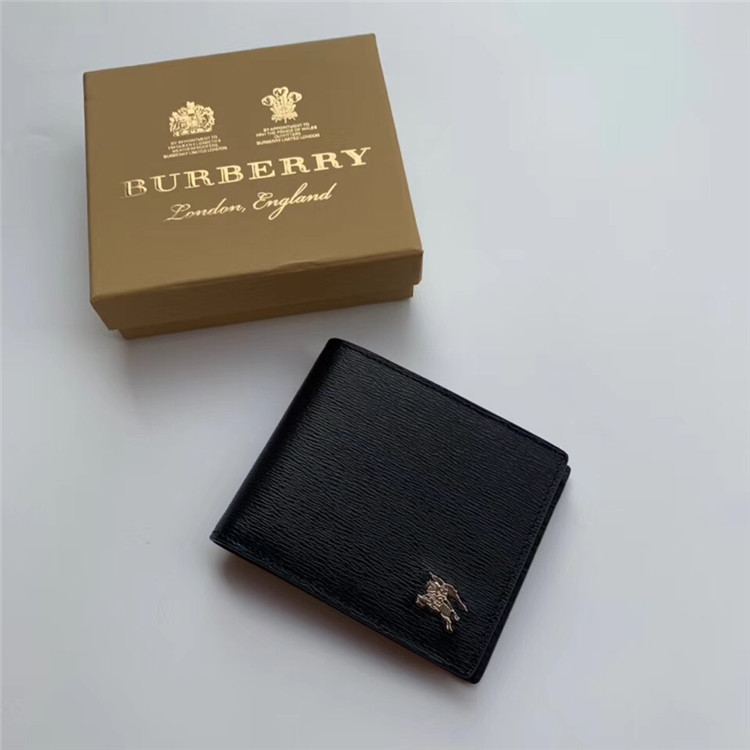 Burberry短款钱夹 80077941 黑色London 真皮双折钱夹（含证件夹）