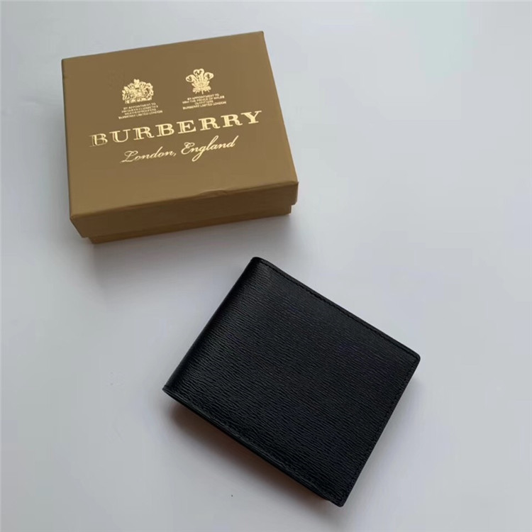 Burberry短款钱夹 80077941 黑色London 真皮双折钱夹（含证件夹）