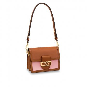 LV邮差包 M53805 棕色/粉色真皮MINI DAUPHINE 手袋