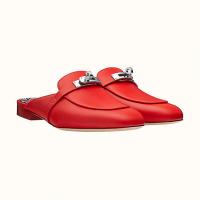 爱马仕Hermes红色Oz穆勒鞋包头搭扣拖鞋 H182101Z 6X380
