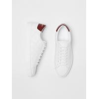 巴宝莉Burberry白色/红色冲孔格纹皮革运动鞋板鞋 40585201
