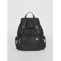 Burberry双肩背包 80067201 巴宝莉黑色The Rucksack - 中号填充尼龙拼皮革军旅背包