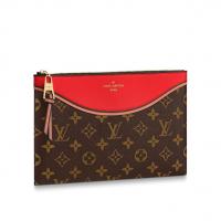 LV女款手包 M63903 红色配老花POCHETTE TUILERIES 手包