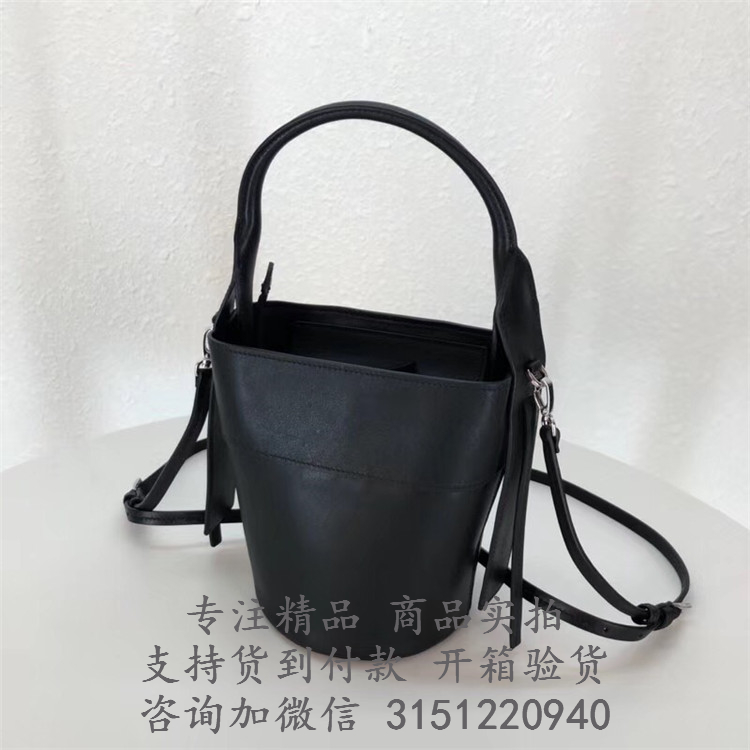 普拉达黑色Prada Ouverture 真皮水桶包 1BE015_2AIX_F0002_V_OWH