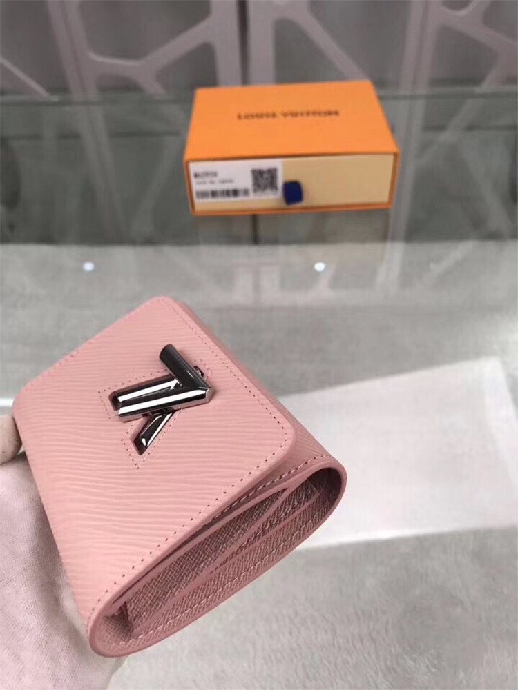 LV短款折叠钱包 M62934 浅粉色水波纹TWIST 短款钱夹