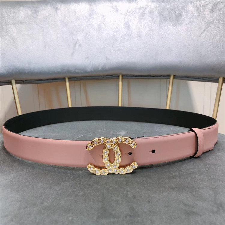香奈儿Chanel粉色牛皮革、金色金属与水钻皮带 AA0528 Y11784 1D585