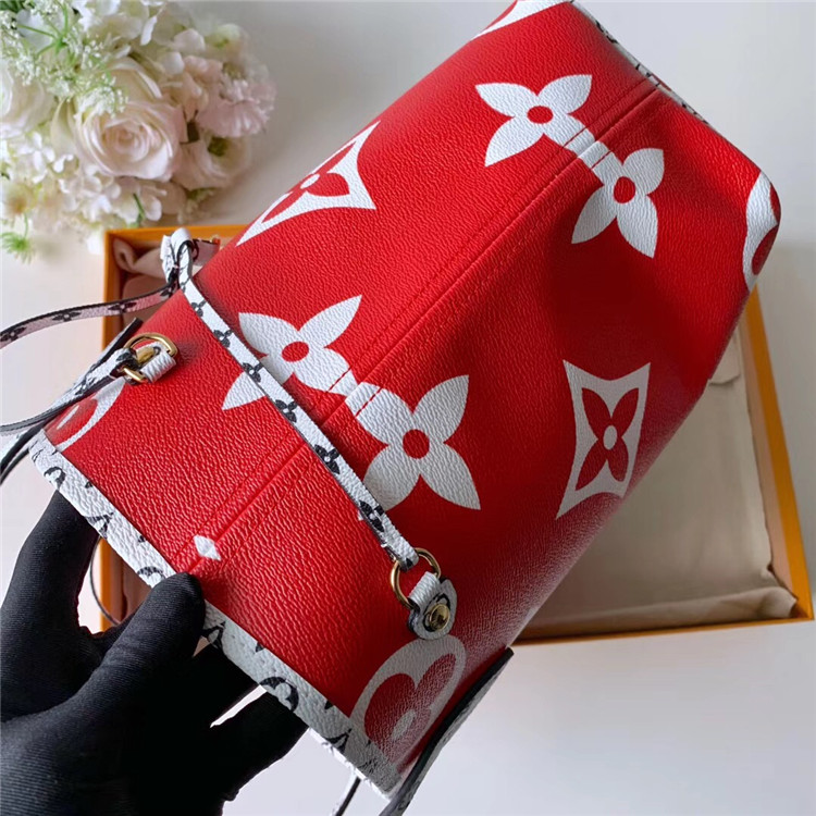 LV购物袋 M44567 红色炫彩NEVERFULL 中号手袋