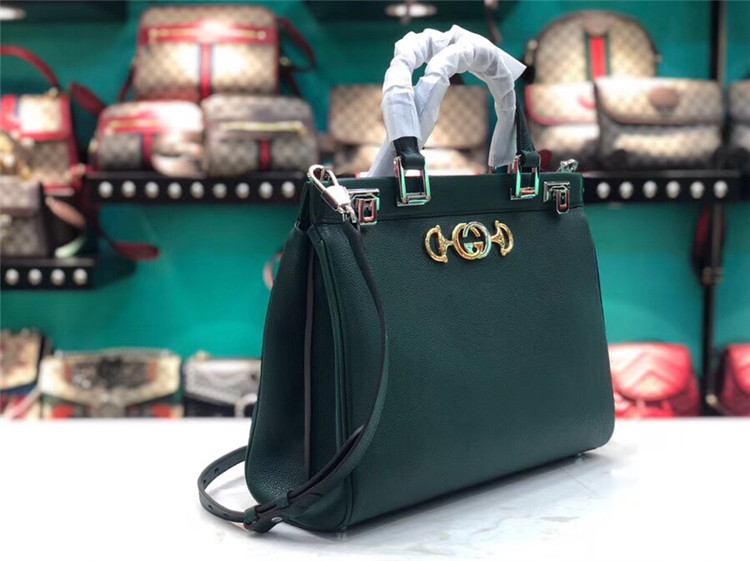 古驰绿色Gucci Zumi系列中号手提包 564714 1B90X 3154