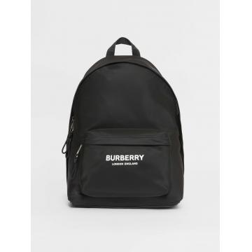 Burberry双肩背包 80161091 黑色徽标印花尼龙双肩包