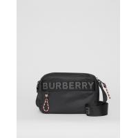 Burberry单肩包 80115961 黑色徽标装饰斜背包