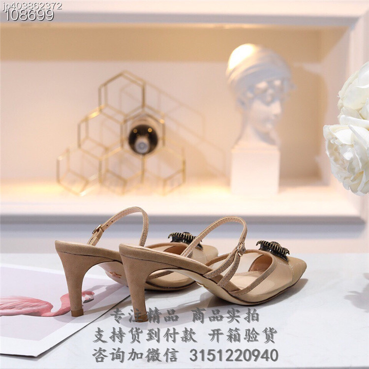 迪奥Dior裸色Surreal-D珠罗纱和丝绒小牛皮凉鞋 KDP503TLS_S42P