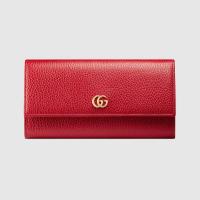 古驰Gucci红色GG Marmont系列真皮长款翻盖钱包 456116 CAO0G 6433