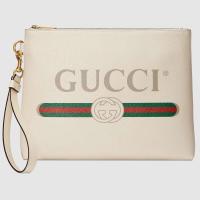 古驰白色Gucci Print系列皮革手拿包 572770 0Y2AT 8820