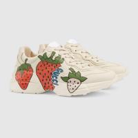 古驰Gucci白色Rhyton 系列女士 Gucci 草莓印花运动鞋 576963 DRW00 9522