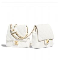 香奈儿Chanel白色菱格羊皮双挎袋 AS0614 B00381 10601