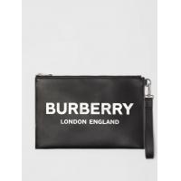 Burberry手拿包 80092141黑色 徽标印花拉链收纳袋